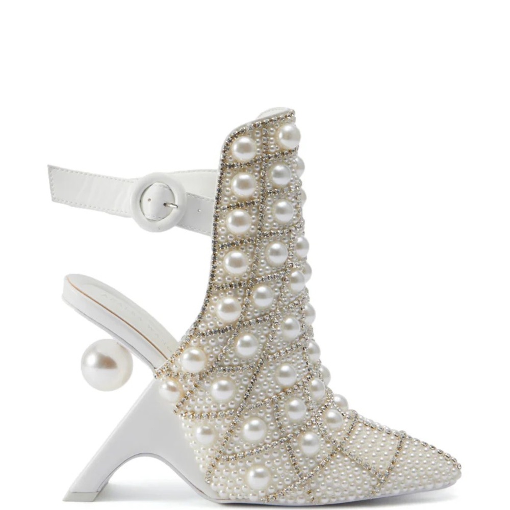 AKIRA Pearl White Sculptural Heels